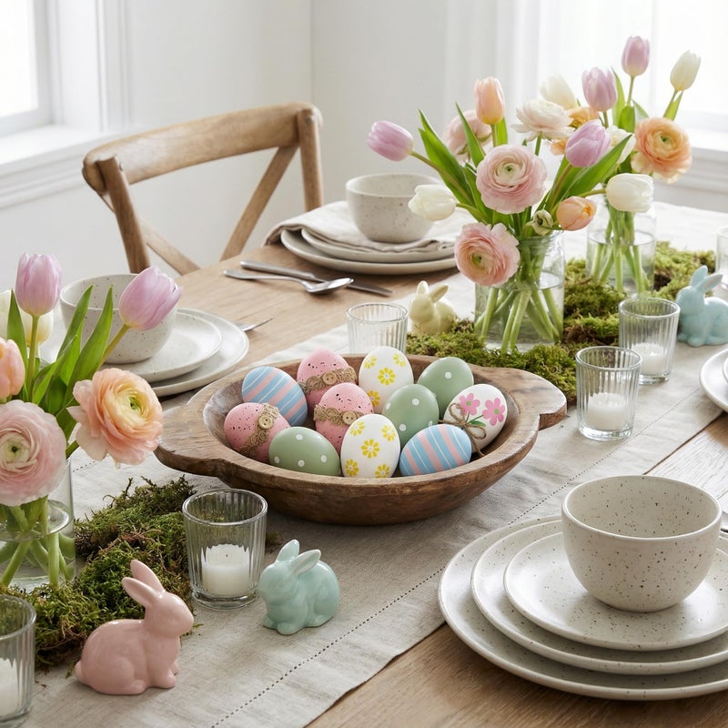 Valery Madelyn 12Pcs Plastic Easter Eggs Ornaments Tree Decoration, 2.36" Pastel Pink Blue Easter Eggs Bulk, Shatterproof Decorative Hanging Decorations for Spring Holiday Party Decor - Image 4