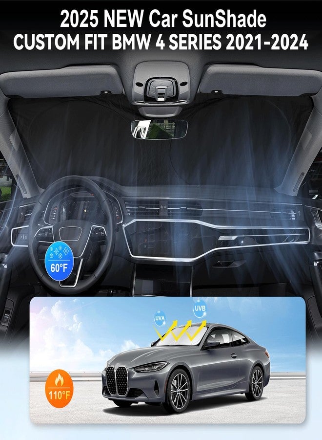 BOODANCARS for BMW 4 Series Windshield Sun Shade Sunshade Fit for 2021-2024 2025 BMW 4-Series 2DR Coupe Convertible Sun Visor for M4, 428i 430i 435i 440i Base Sport Front Window Shield Accessories - Image 4