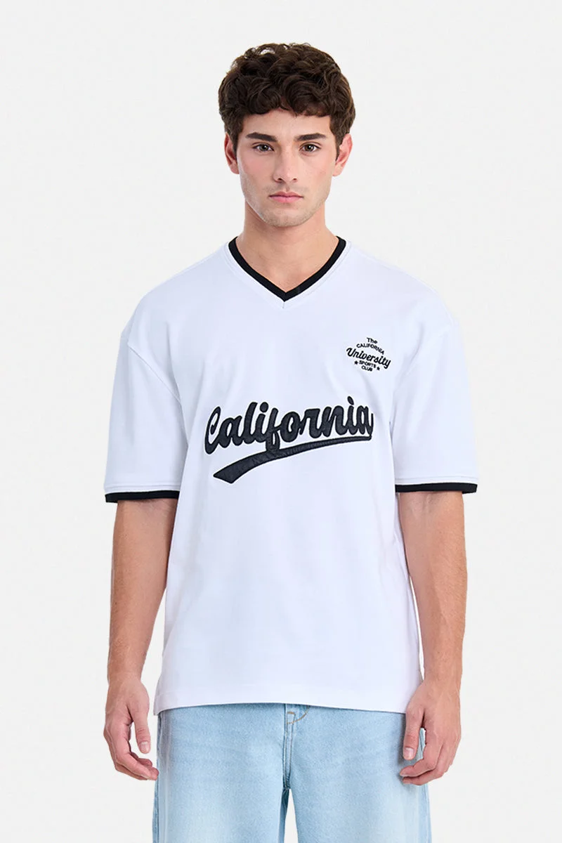 SNITCH White White Graphic Half Sleeve Oversized Streetwear T-Shirt for Men | Best Price UAE
