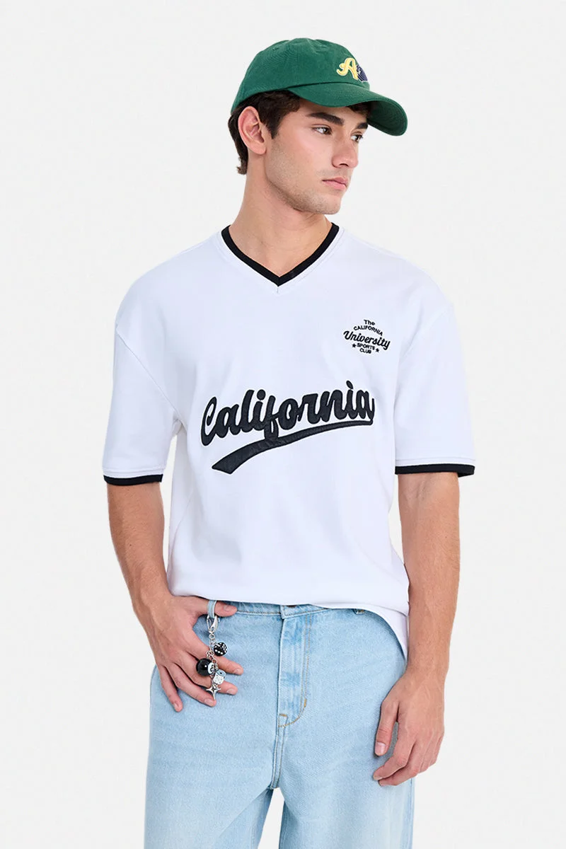 White Graphic Half Sleeve Oversized Streetwear T-Shirt