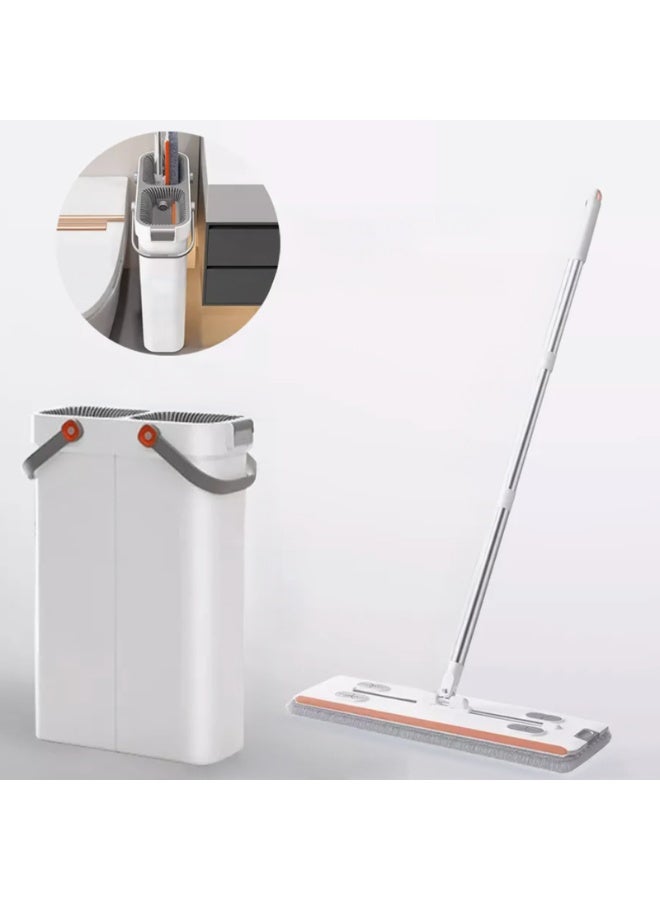 دلو ممسحة مزدوج سعة 12 لترًا مع ممسحة دوارة بزاوية 360 درجة - نظام تنظيف أرضيات مزدوج المقصورات للاستخدام الرطب والجاف - ممسحة دوارة بدون استخدام اليدين مع وظيفة الغسيل والتجفيف، مثالية للاستخدام المنزلي والتجاري - Image 5