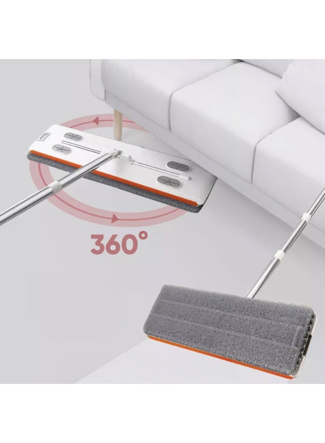 دلو ممسحة مزدوج سعة 12 لترًا مع ممسحة دوارة بزاوية 360 درجة - نظام تنظيف أرضيات مزدوج المقصورات للاستخدام الرطب والجاف - ممسحة دوارة بدون استخدام اليدين مع وظيفة الغسيل والتجفيف، مثالية للاستخدام المنزلي والتجاري - Image 3