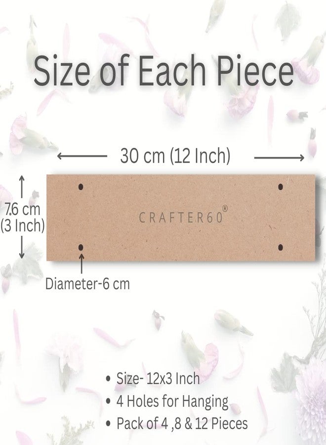 CRAFTER60 Rectangular Hanging MDF Boards for Art and Craft 12x3 Inch-3.5mm Pine Wood Board Unfinished for DIY Home Embellishment Resin Art, Mandala Art, Pyrography, Painting (12x3 Inch, 8) - Image 2
