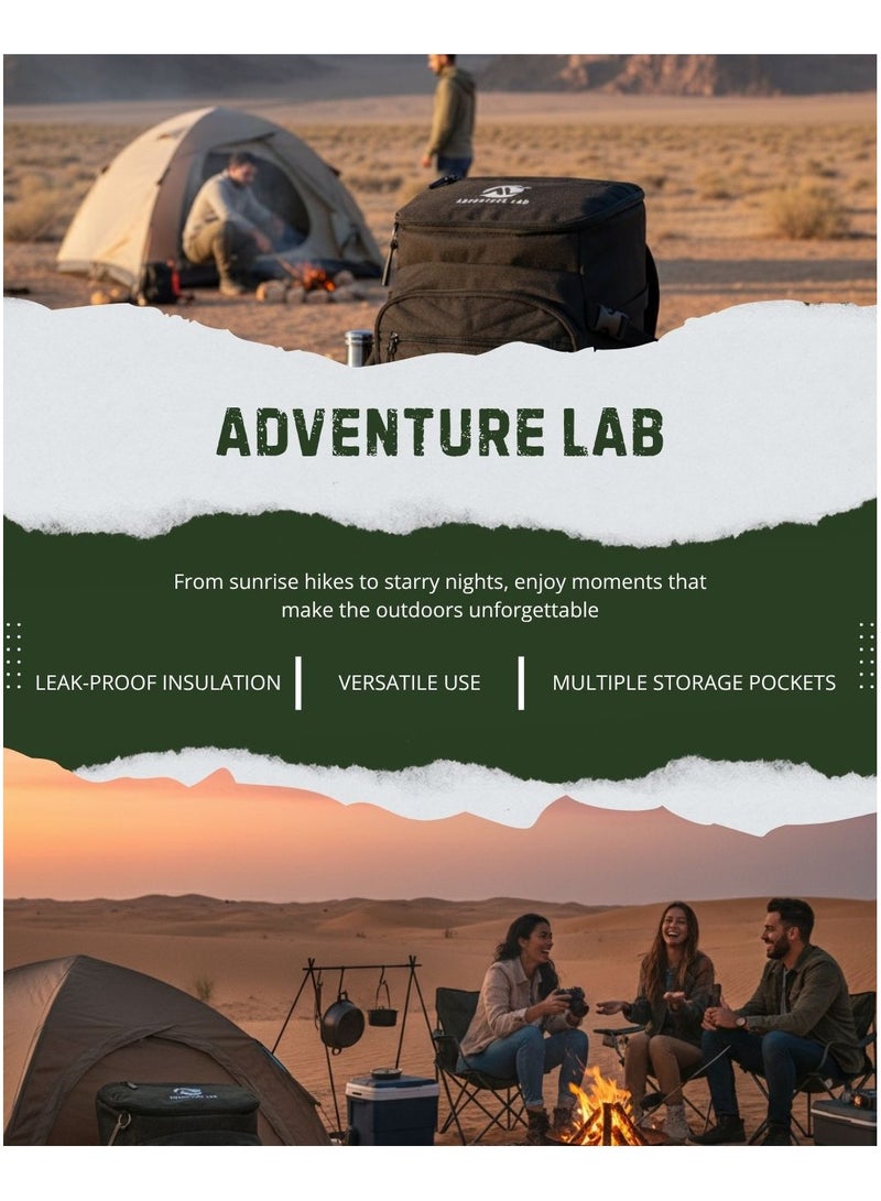Adventure Lab Insulated Cooler Backpack 30 Cans, Leak-Proof Large Capacity Cooler Bag with Side Cup Holders, Lightweight Camping Backpack for Beach, Picnic, Hiking & Travel - Image 5