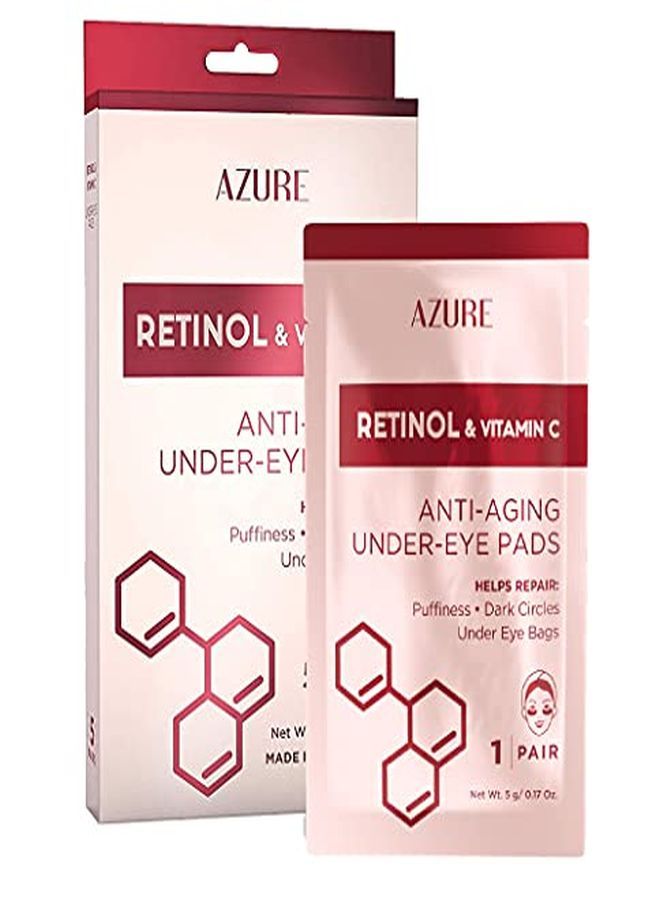 Azure Cosmetics Azure Retinol & Vitamin C Anti Aging Under Eye Mask Patches Hydrating & Refreshing | Reduces Under Eye Bags & Puffiness | Reduces Fine Lines, Creases & Wrinkles | Made In Korea 5 Pairs - Image 1