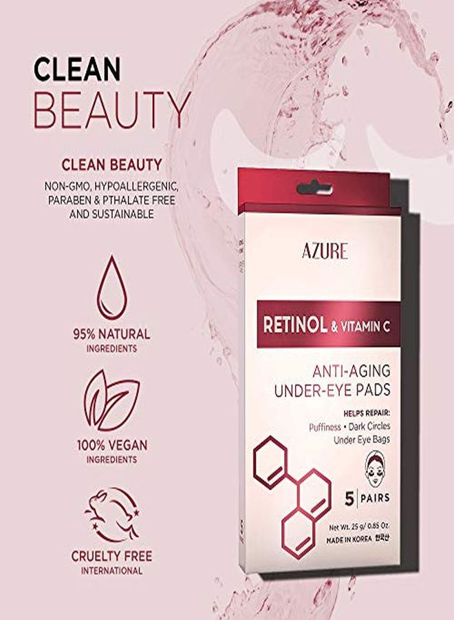 Azure Cosmetics Azure Retinol & Vitamin C Anti Aging Under Eye Mask Patches Hydrating & Refreshing | Reduces Under Eye Bags & Puffiness | Reduces Fine Lines, Creases & Wrinkles | Made In Korea 5 Pairs - Image 3