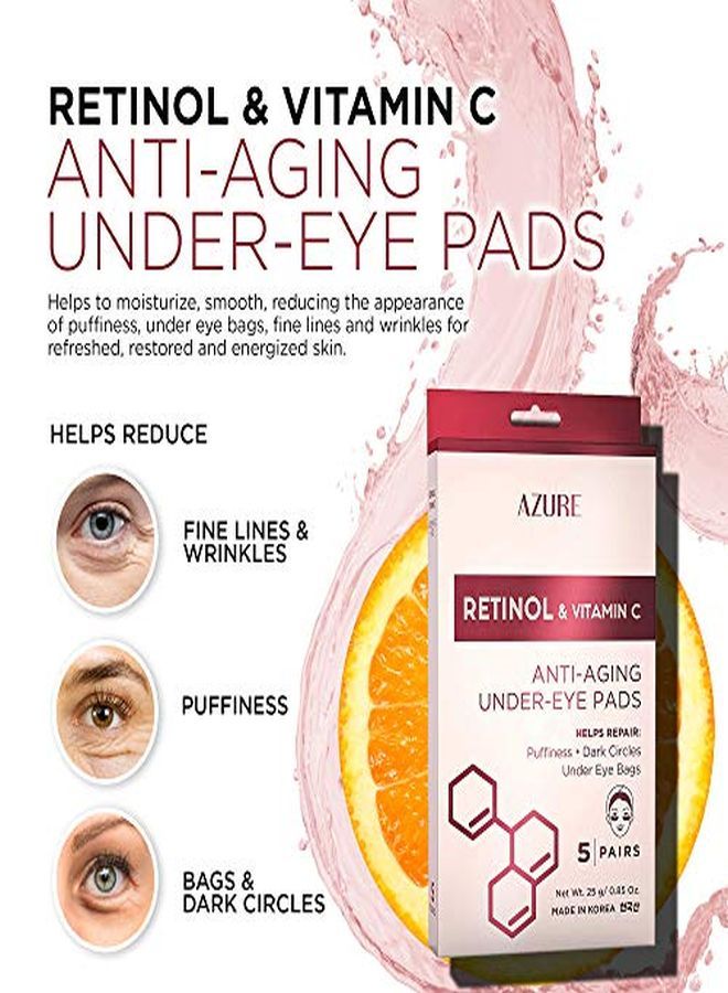 Azure Cosmetics Azure Retinol & Vitamin C Anti Aging Under Eye Mask Patches Hydrating & Refreshing | Reduces Under Eye Bags & Puffiness | Reduces Fine Lines, Creases & Wrinkles | Made In Korea 5 Pairs - Image 4