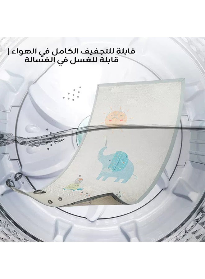 حبونا مفرش واقي ضد البلل للأطفال 120×60 سم - قابل للغسل ومبرد للصيف، مناسب لسرير الطفل والتدريب على الحمام، قابل لإعادة الاستخدام للكبار والأطفال والحيوانات الأليفة، تصميم ديناصور وأسد بحواف خضراء - Image 2