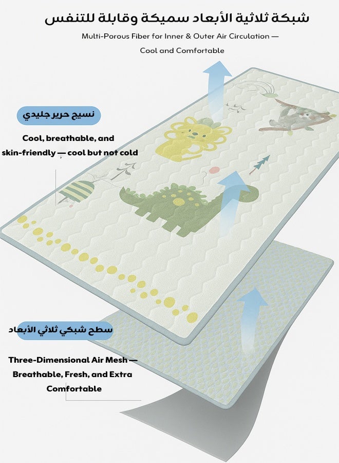 حبونا مفرش واقي ضد البلل للأطفال 120×60 سم - قابل للغسل ومبرد للصيف، مناسب لسرير الطفل والتدريب على الحمام، قابل لإعادة الاستخدام للكبار والأطفال والحيوانات الأليفة، تصميم ديناصور وأسد بحواف خضراء - Image 4