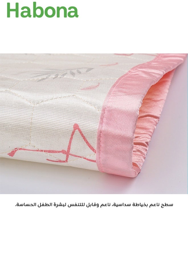 حبونا مفرش واقي ضد البلل للأطفال 120×60 سم - قابل للغسل ومبرد للصيف، مناسب لسرير الطفل والتدريب على الحمام، قابل لإعادة الاستخدام للكبار والأطفال والحيوانات الأليفة، تصميم ديناصور وأسد بحواف خضراء - Image 5