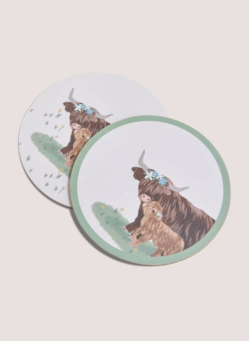 ماتلان 4 Pack Highland Cow Coasters White