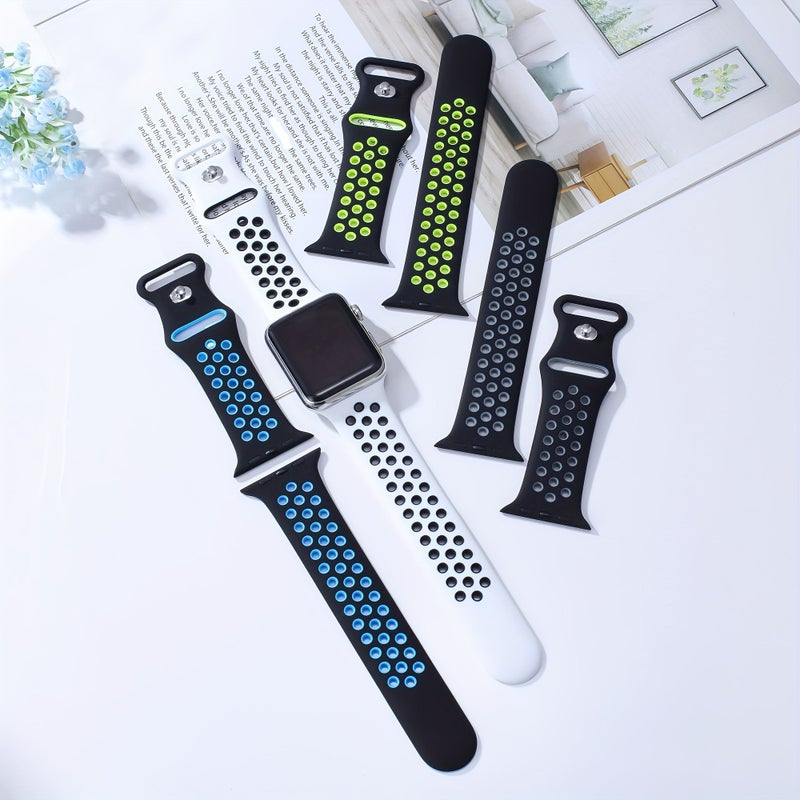 3 أشرطة رياضية من السيليكون بلونين مدمجين (8 عبوات) متوافقة مع Apple Watch مقاسات 38، 40، 41 مم - Image 4