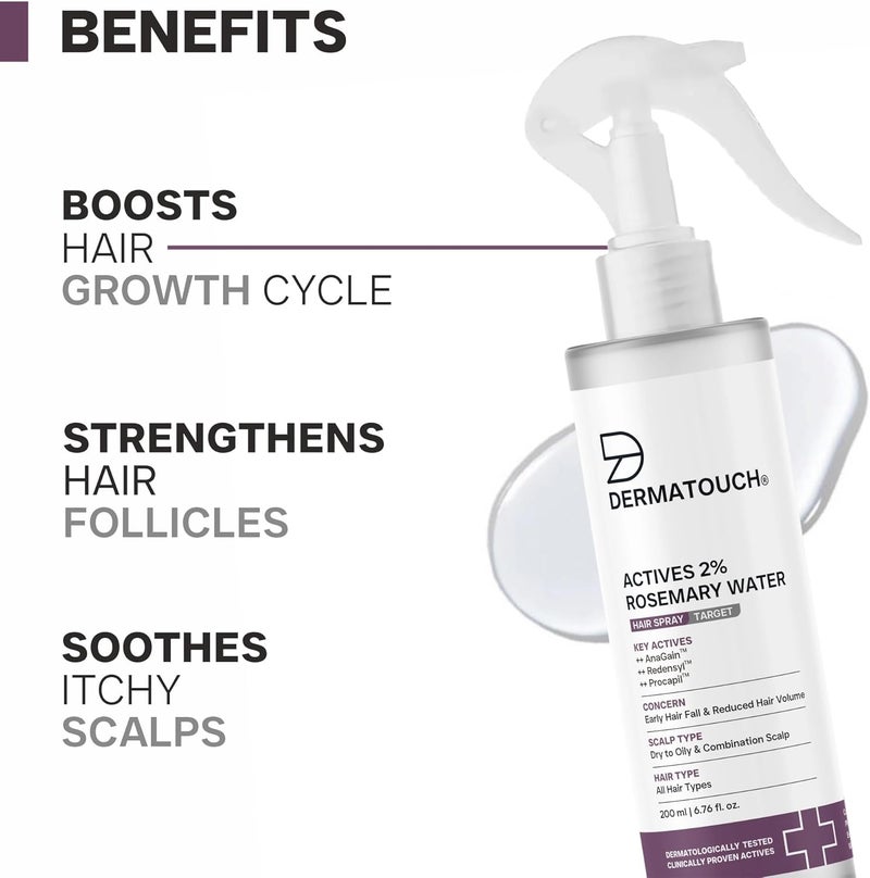 DERMATOUCH Rosemary Hair Spray (200 ml) with 2% Actives – Redensyl, Anagain & Procapil. Controls hair fall, boosts growth, adds shine & strengthens hair. (Pack of 2) - Image 5