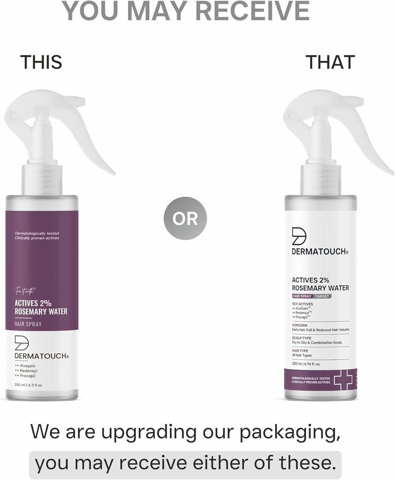 DERMATOUCH Rosemary Hair Spray (200 ml) with 2% Actives – Redensyl, Anagain & Procapil. Controls hair fall, boosts growth, adds shine & strengthens hair. (Pack of 2) - Image 2