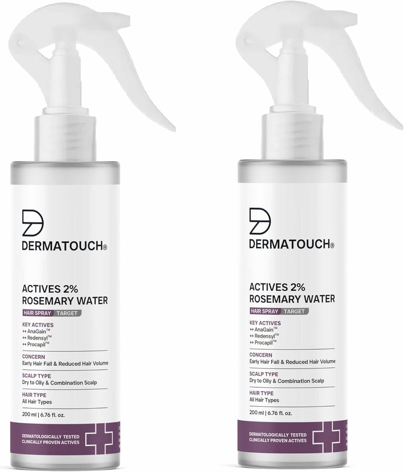 DERMATOUCH Rosemary Hair Spray (200 ml) with 2% Actives – Redensyl, Anagain & Procapil. Controls hair fall, boosts growth, adds shine & strengthens hair. (Pack of 2) - Image 1