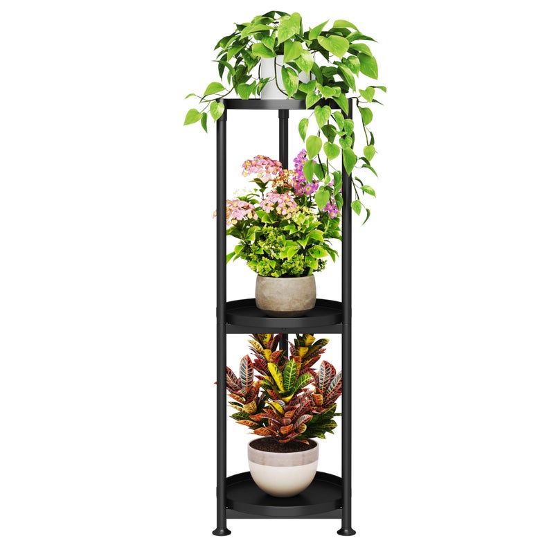 SYQ 3 Tier Plant Stand Indoor Outdoor 34 ExtraTall Metal Plant Stands for Potted Plants Multiple Tiered Plant Shelf Vertical Black Iron Planter Rack Large Flower Pot Holder Table for Patio Corner - Image 2