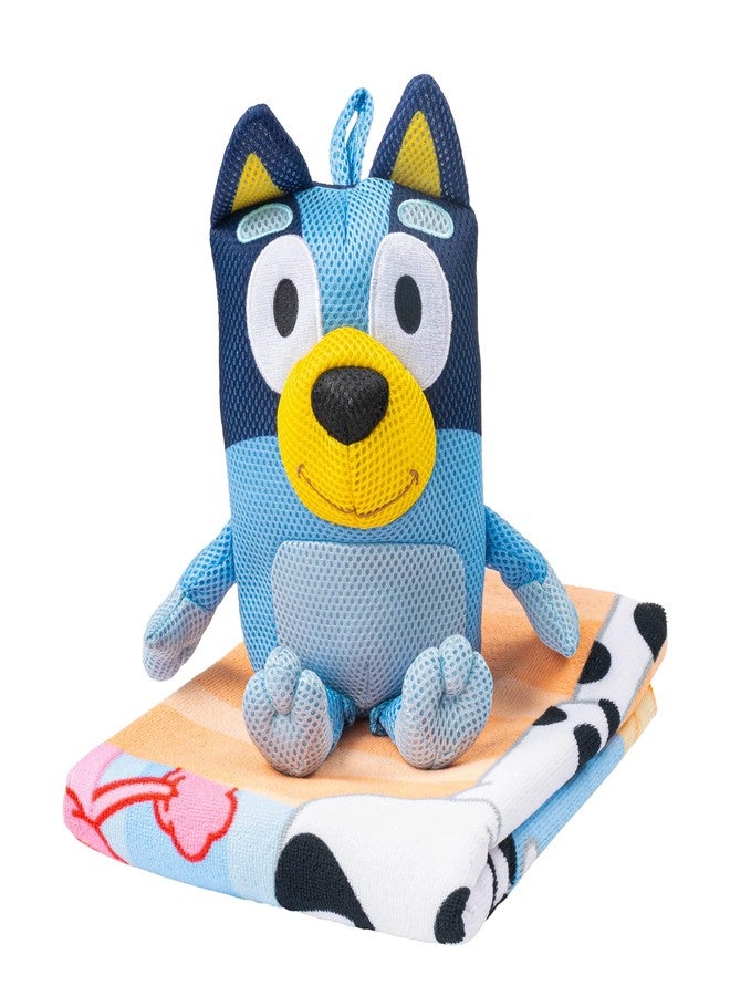 Jay Franco Bluey & Friends Bath Towel & Bath Buddy Set - Kids Bathtub Accessories - Includes 25 x 50 Inch Microfiber Towel & 13 Inch Bluey Water Play Buddy - Image 5