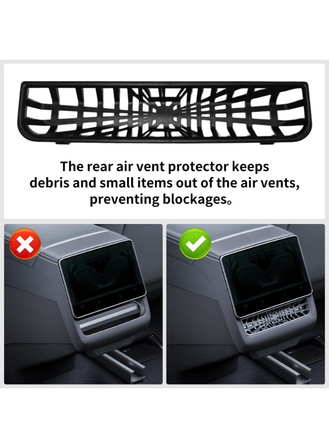 6PCS Center Console Organizer Tray for 2025 2026 New Tesla Model Y Juniper & Model 3 Highland Accessories Silent Hidden Storage Box with Rear Air Vent Protector - Image 5