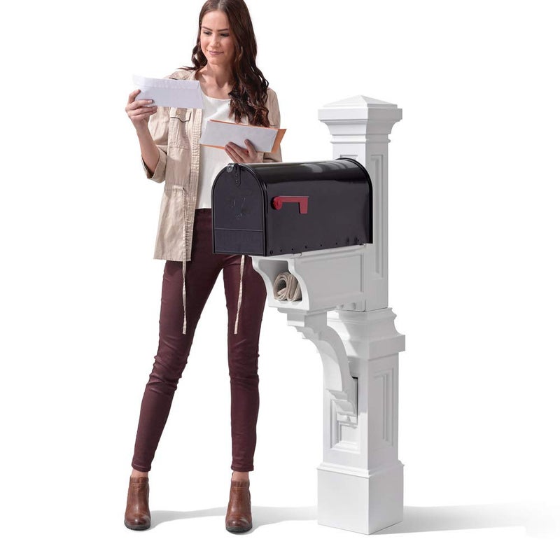 Step2 Atherton Mail Post Mailbox Not Included Weather Resistant Large Outdoor Mailbox Post Made of Durable Plastic Easy to Install Classic White