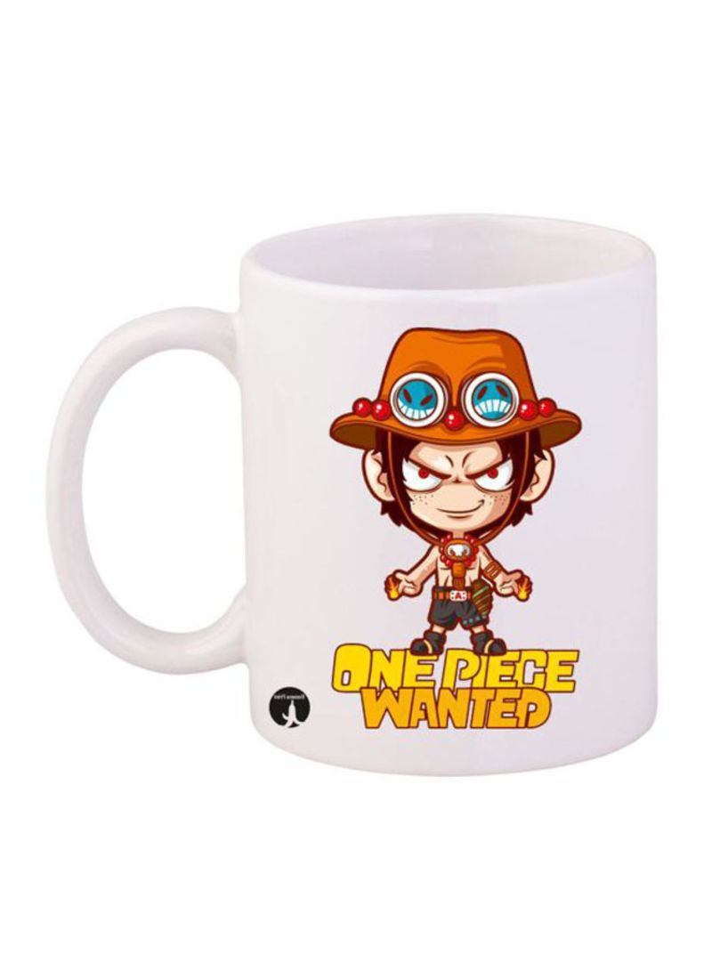 RKN Anime One Piece Printed Mug White/Brown/Beige 12ounce