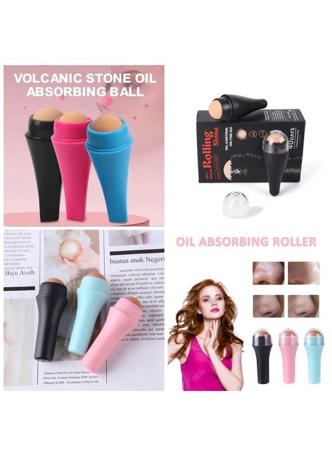 Swabs - Oilabsorbing Volcanic Stone Face Roller Facial Skincare Tool Oil Control Roller For Oily Skin Care Face Roller With Makeup Sponge To Remove Excess Shine Makeup Friendly ( Pack Of 1 Pcs ) - Image 1