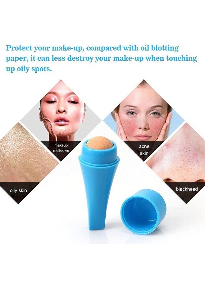 Swabs - Oilabsorbing Volcanic Stone Face Roller Facial Skincare Tool Oil Control Roller For Oily Skin Care Face Roller With Makeup Sponge To Remove Excess Shine Makeup Friendly ( Pack Of 1 Pcs ) - Image 1
