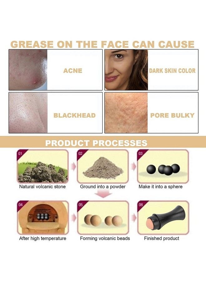Swabs - Oilabsorbing Volcanic Stone Face Roller Facial Skincare Tool Oil Control Roller For Oily Skin Care Face Roller With Makeup Sponge To Remove Excess Shine Makeup Friendly ( Pack Of 1 Pcs ) - Image 1