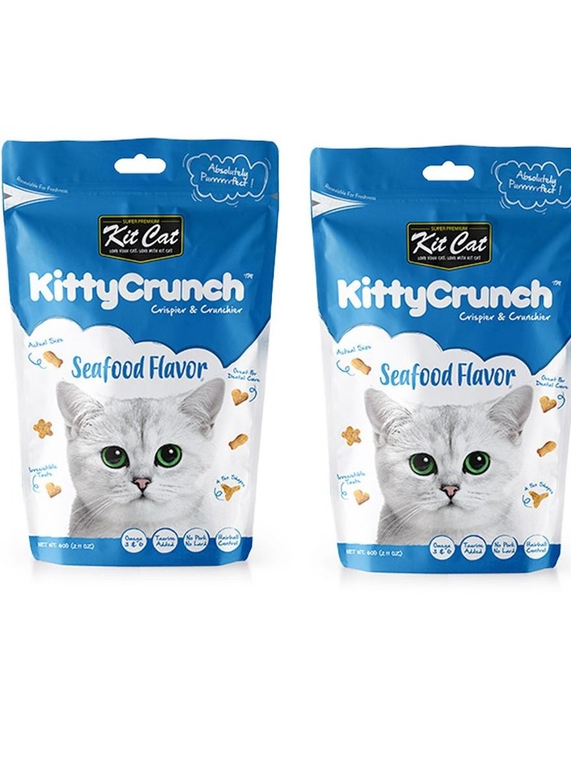 2Pc Kitty Crunch Seafood Flavor Cat Treats 60g