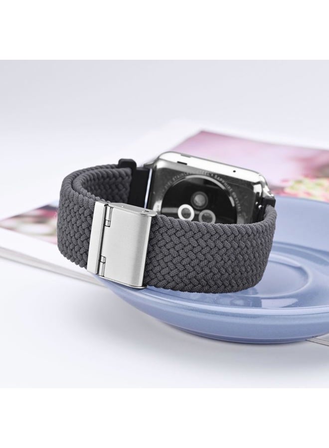 WOCCI 20mm Braided Nylon Watch Band for Men and Women, Quick Release, Silver Stainless Steel Buckle (Grey) - Image 2