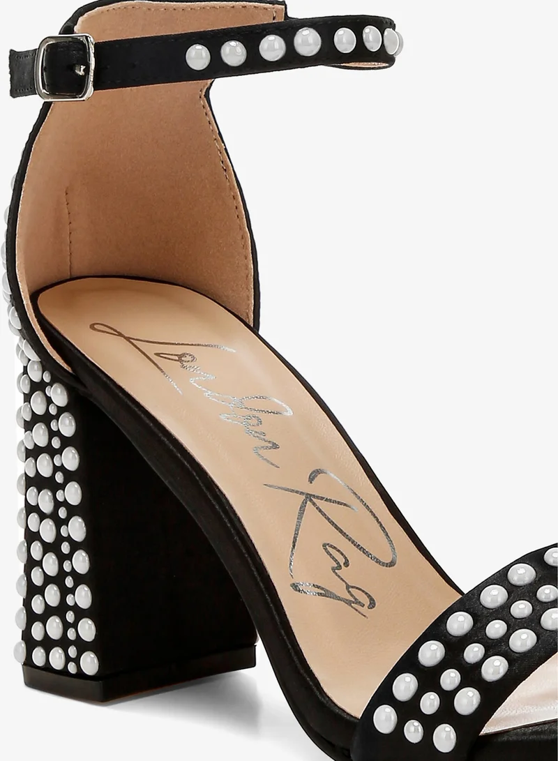 London Rag black Embellished Satin Sandals in Black for Women | Best Price UAE