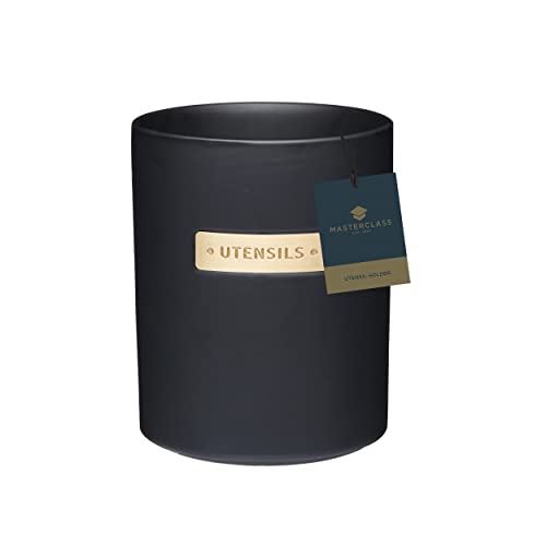 Master Class MasterClass Stoneware and Brass-Effect Kitchen Utensil Holder, Black - Image 2