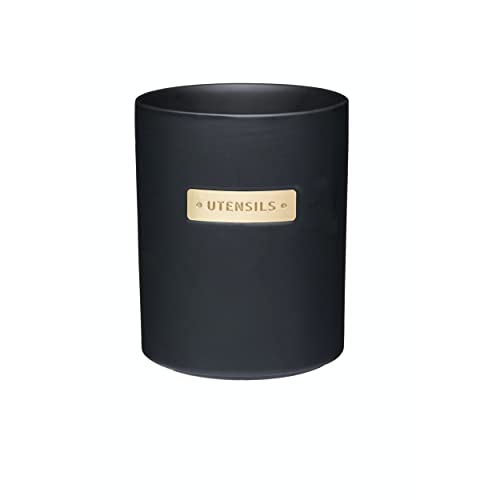 Master Class MasterClass Stoneware and Brass-Effect Kitchen Utensil Holder, Black - Image 1