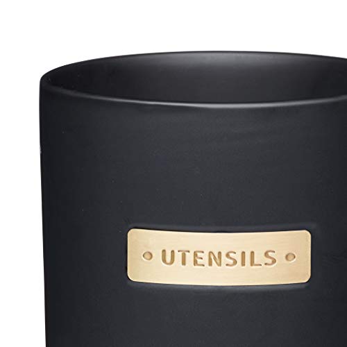 Master Class MasterClass Stoneware and Brass-Effect Kitchen Utensil Holder, Black - Image 5
