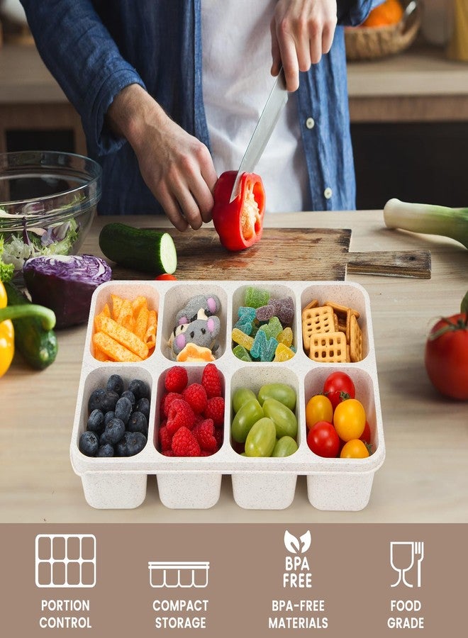 MaMix Snackle Box Container,Leak-Proof Snack Box 8 Compartment Divided Serving Tray with Lid, Dishwasher Safe Food Containers for Fruit Candy Snack Nuts Veggie Party (2 PACK) - Image 2