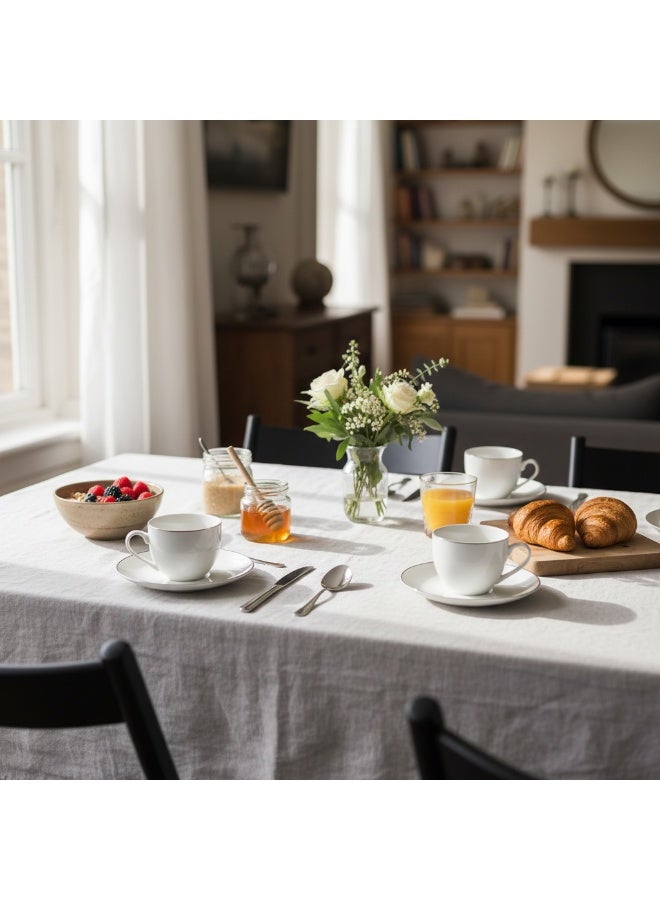 Germax Luxury 12-Piece Cup & Saucer Set with Silver Trim - 200cc, service for 6 people,  Porcelain Tea Coffee Set - Image 2