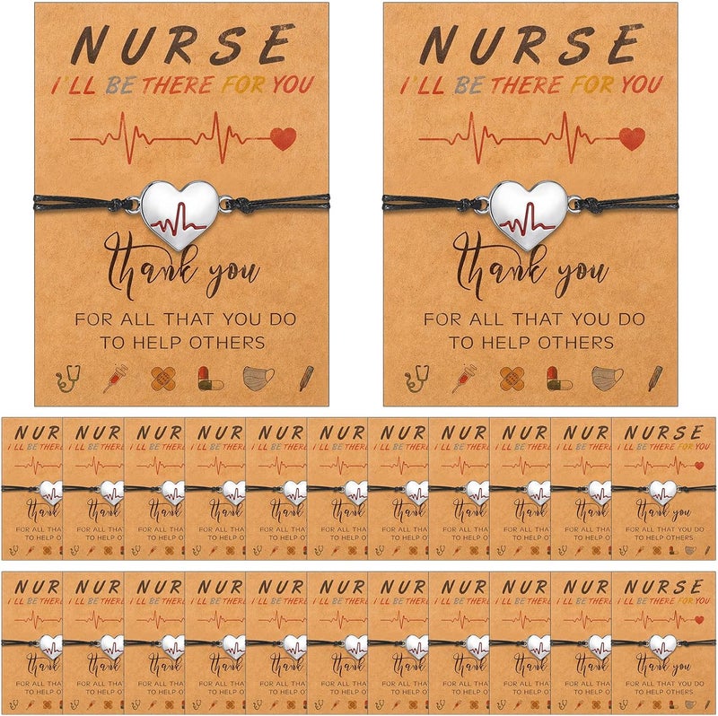 Sureio سوريو 24 مجموعة هدايا ممرضة سوار مع بطاقة هدايا تقدير الممرضة للطلاب الممارسين - Image 1