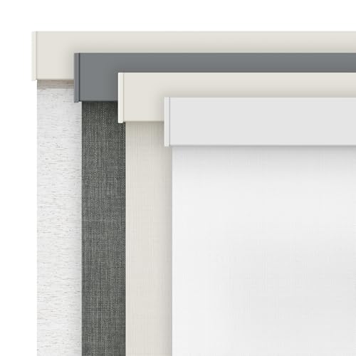 AOSKY Linen Roller Blinds Shades for Indoor Windows Pull Down Cordless Blackout Black Out Window Shade 20 Inch Blinds for Home White