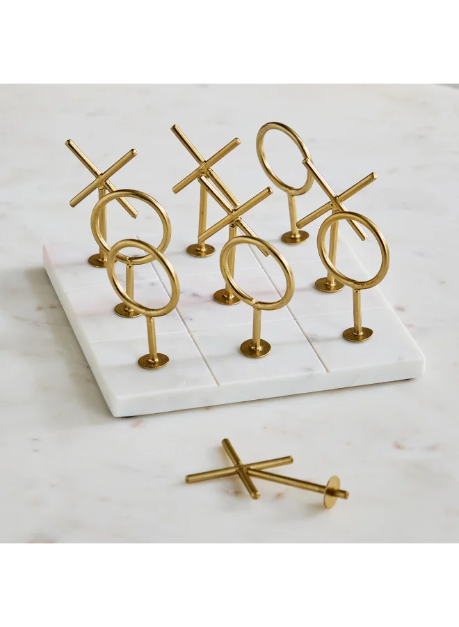 Home Box Odin Metal Cross and Knot Game Accent with Marble Base - 19x7.5x5 cm