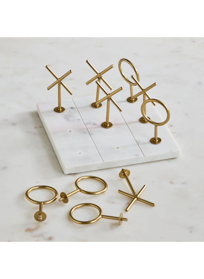 Home Box Odin Metal Cross and Knot Game Accent with Marble Base - 19x7.5x5 cm