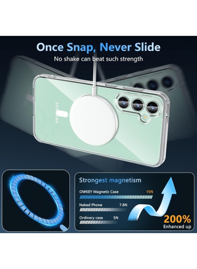 MUNTAQI Clear MagSafe Case for Samsung Galaxy S24 FE – Slim Transparent Magnetic Protective Cover with Strong MagSafe Compatibility, Shockproof Anti-Yellow TPU Bumper, Wireless Charging Support - Image 3