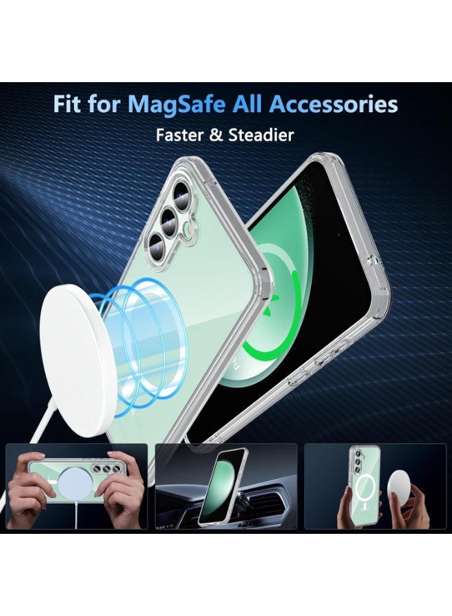MUNTAQI Clear MagSafe Case for Samsung Galaxy S24 FE – Slim Transparent Magnetic Protective Cover with Strong MagSafe Compatibility, Shockproof Anti-Yellow TPU Bumper, Wireless Charging Support - Image 4