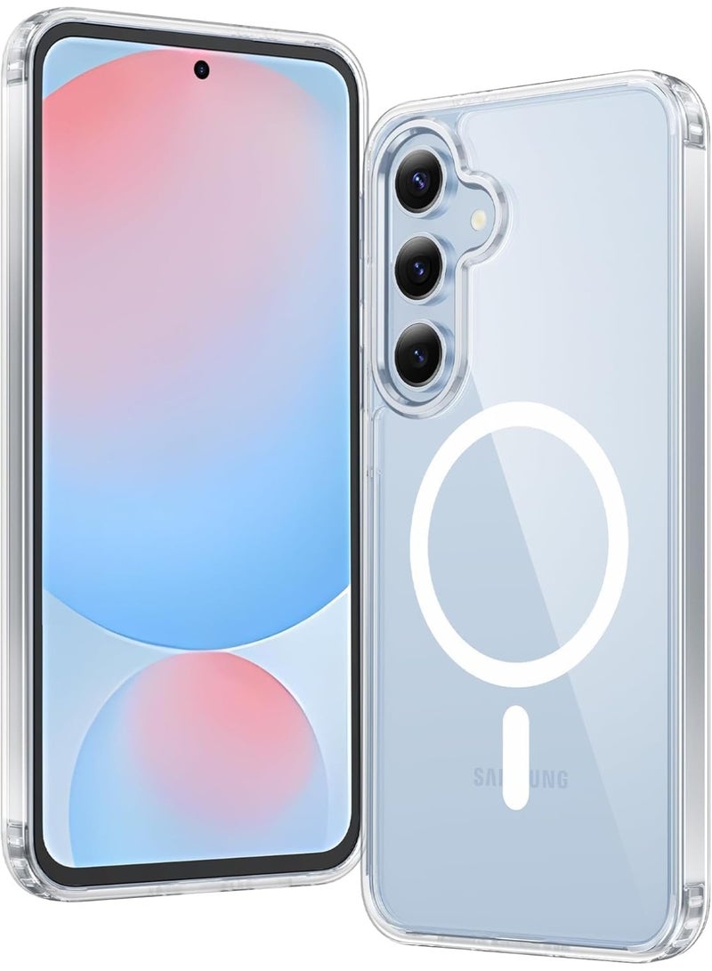 MUNTAQI Clear MagSafe Case for Samsung Galaxy S24 FE – Slim Transparent Magnetic Protective Cover with Strong MagSafe Compatibility, Shockproof Anti-Yellow TPU Bumper, Wireless Charging Support - Image 1