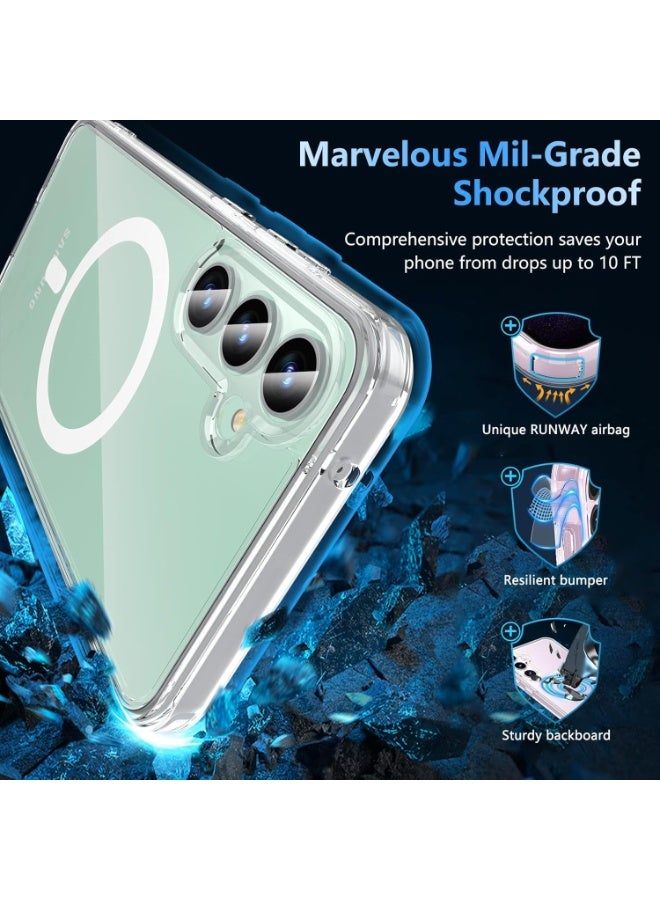MUNTAQI Clear MagSafe Case for Samsung Galaxy S24 FE – Slim Transparent Magnetic Protective Cover with Strong MagSafe Compatibility, Shockproof Anti-Yellow TPU Bumper, Wireless Charging Support - Image 2