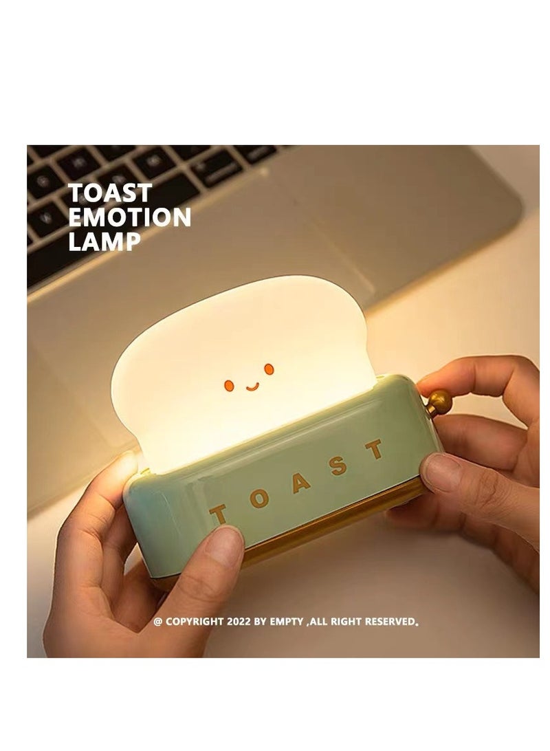 إسكدنيا مكتب الديكور مصباح محمصة خبز كهربائية قابلة للشحن مصباح صغير ، لطيف محمصة خبز كهربائية مع ابتسامة على شكل غرفة الديكور مصباح الليل ، مناسبة لغرفة نوم بجانب سرير غرفة المعيشة الجدول الديكور هدية - Image 3