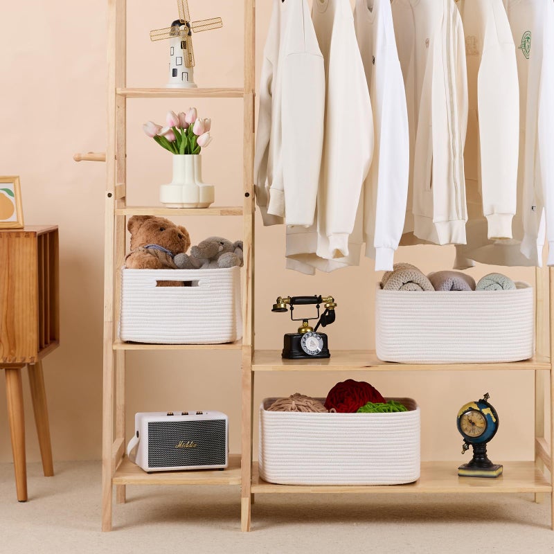 MiniArk Large Storage Baskets for Shelves, Closet Organizers Bins for Clothes Blanket Towels, Baby Nursery, Toy Baskets Box, Woven Rope Baskets, 17 x 13 x 7.5â€, 3 Packs Off White - Image 3
