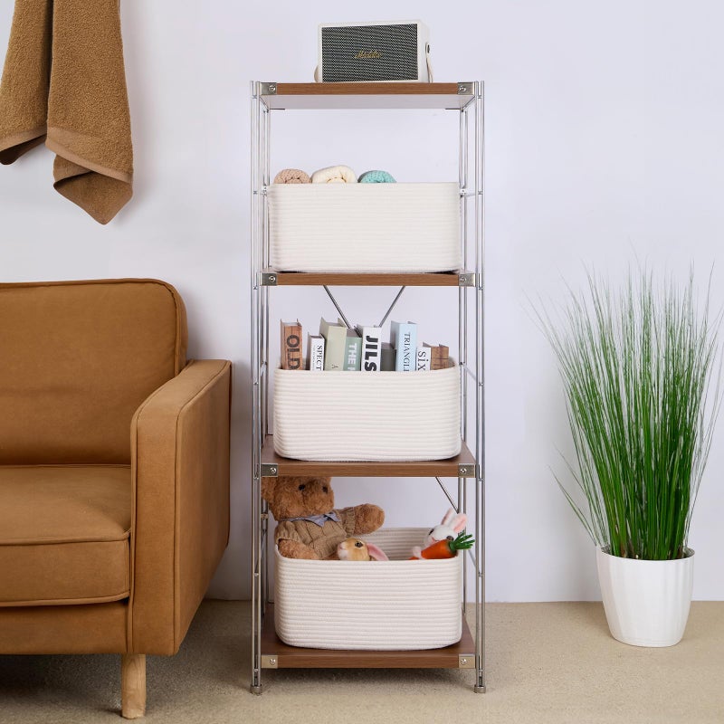 MiniArk Large Storage Baskets for Shelves, Closet Organizers Bins for Clothes Blanket Towels, Baby Nursery, Toy Baskets Box, Woven Rope Baskets, 17 x 13 x 7.5â€, 3 Packs Off White - Image 4