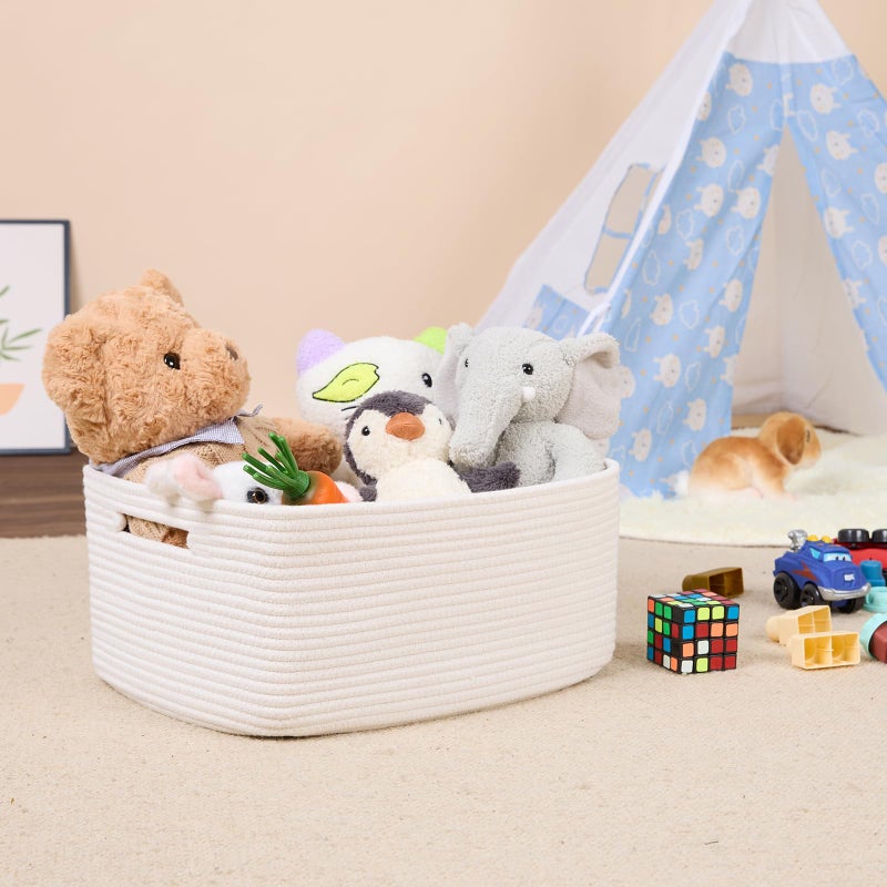 MiniArk Large Storage Baskets for Shelves, Closet Organizers Bins for Clothes Blanket Towels, Baby Nursery, Toy Baskets Box, Woven Rope Baskets, 17 x 13 x 7.5â€, 3 Packs Off White - Image 5