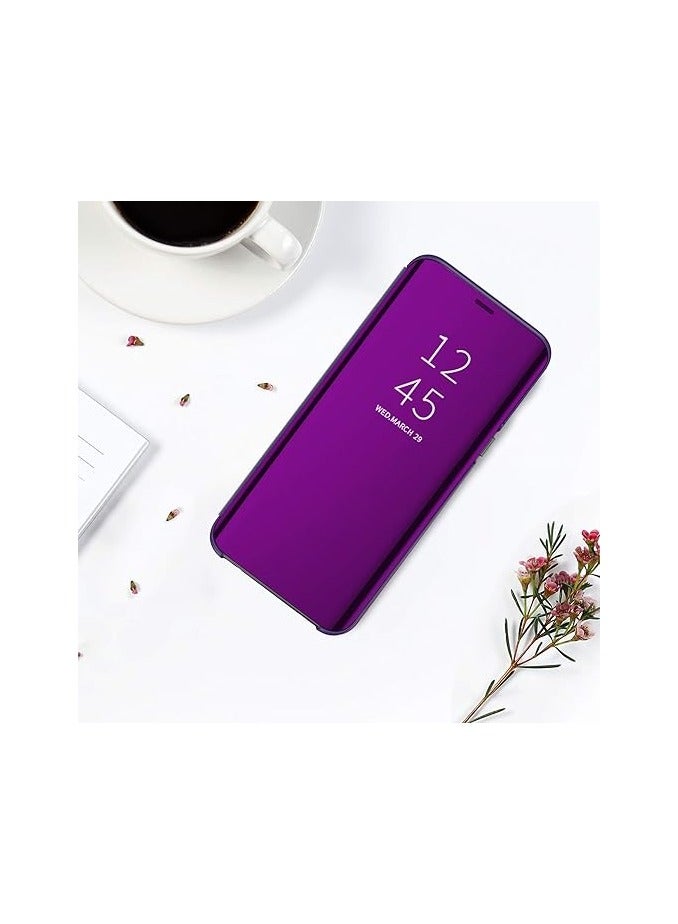 For Huawei  Y7 / Y7 Prime (2019) Clear View Flip Case , Without Sensor , Stand Watching Position , Mirror Full Protection Cover Compatible With Huawei Y7 / Y7 Prime (2019) (6.26’) (Purple) - Image 3