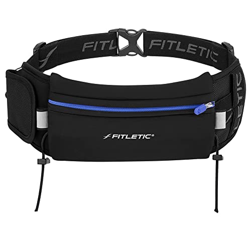 Fitletic Running Belt with Side Pocket, Loops for Energy Gels, Race Bib Number Holder. Waist Pack Water Resistant Phone Holder. Model Ultimate II - Image 1