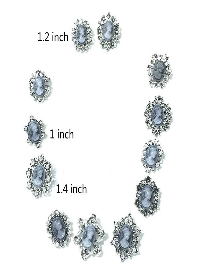 Ezing Vintage Princess Frame Crystal Cameo Brooches Pins Set for Women (b) - Image 5